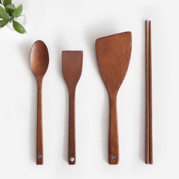 [Free Shipping] Nicott Wood Cooking Tools 4 Types Pretty Case