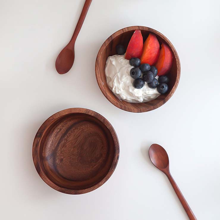 Wood Home Cafè Yogurt Bowl + Spoon Set 4P